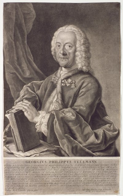 Portrait of Georg Philipp Telemann (1681-1757) engraved by Georg Preisler (1700-54) by Michael Schneider